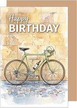 Laden Sie das Bild in den Galerie-Viewer, Edition Seidel Premium Glückwunschkarte zum Geburtstag mit Umschlag. Geburtstagskarte Grußkarte Karte Klappkarte Spruch Englisch Happy Birthday Mann Freunde cool Vintage Rennrad (G4387 SW026)
