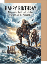 Laden Sie das Bild in den Galerie-Viewer, Edition Seidel Premium Glückwunschkarte zum Geburtstag mit Umschlag. Grußkarte Karte Geburtstagskarte Spruch Deutsch für Mann Frau Freund Freundin Wikinger Schiff (G3979 SW026)

