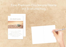 Laden Sie das Bild in den Galerie-Viewer, Edition Seidel Premium Glückwunschkarte zur Konfirmation mit Umschlag. Konfirmationskarte mit Spruch Karte Grusskarte Stein Fisch Junge Mädchen (KF290 SW022)
