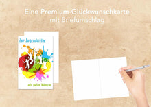 Laden Sie das Bild in den Galerie-Viewer, Edition Seidel exklusive Premium Karte zur Jugendweihe mit Umschlag. Glückwunschkarte Grusskarte Jugendweihe einzelne eine Karte Junge Mädchen Karte (JW120 SW022)
