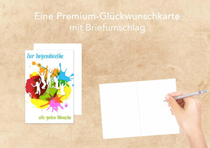 Edition Seidel exklusive Premium Karte zur Jugendweihe mit Umschlag. Glückwunschkarte Grusskarte Jugendweihe einzelne eine Karte Junge Mädchen Karte (JW120 SW022)