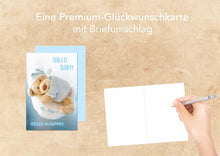 Laden Sie das Bild in den Galerie-Viewer, Edition Seidel Premium Glückwunschkarte zur Geburt mit Umschlag. Karte Ereigniskarte Grusskarte Hallo Baby! Ein Junge ! Ereignis Junge (E248 SW022)
