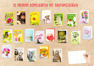 Set 20 exklusive Premium Geburtstagskarten mit Umschlag (20812)