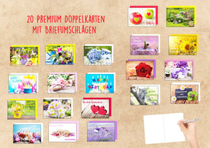 Set 20 exklusive Premium Geburtstagskarten mit Umschlag (20814)