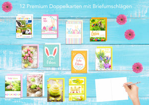 Set 12 Premium Osterkarten mit Umschlag (20165)