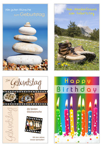 Set 12 Geburtstagskarten Glückwunschkarten zum Geburtstag mit Umschlag (20037)
