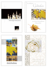 Laden Sie das Bild in den Galerie-Viewer, Set 12 einfühlsame Trauerkarten/Beileidskarten mit Umschlag (20041)
