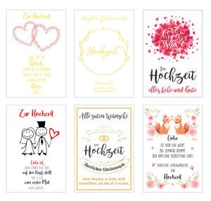 Set 6 hochwertige Designer Premium Hochzeitskarten mit Umschlag (20312)