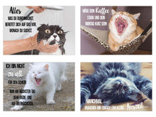 Laden Sie das Bild in den Galerie-Viewer, Set 20 Katzen Postkarten mit lustigen Sprüchen (20316)
