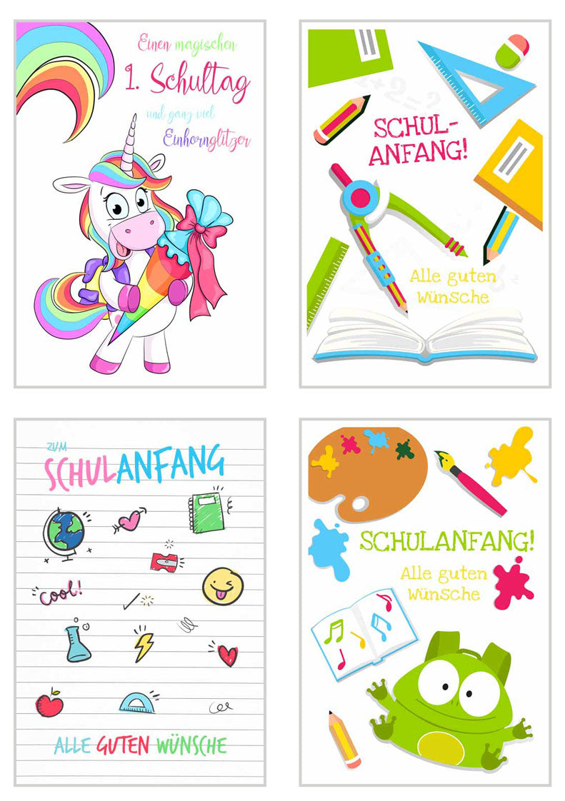 Produktbild von Edition Seidel Premium Glückwunschkarte Zur Einschulung Mit Umschlag. Einschulungskarte Karte Zum Schulanfang Grußkarte Spruch Schulkind Mädchen Junge 1. Klasse (ES164 SW025