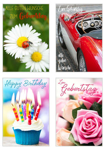 Set 20 Geburtstagskarten Glückwunschkarten zum Geburtstag mit Umschlag (20839)