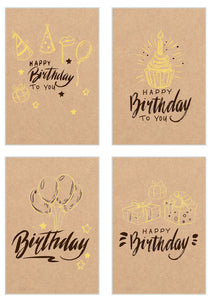 Set 16 exklusive Premium Geburtstagskarten mit Briefumschlag gedruckt auf Kraftpapier (20807)