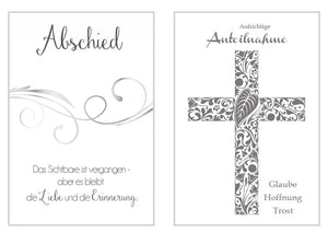 Set 6 einfühlsame Premium-Trauerkarten mit Silber-Prägung/Beileidskarten mit Umschlag (20113)