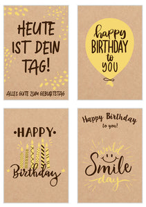 Set 16 exklusive Premium Geburtstagskarten mit Briefumschlag gedruckt auf Kraftpapier (20807)