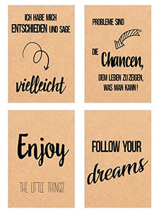 Edition Seidel Set 36 Postkarten auf Kraftpapier gedruckt Leben & Momente mit Sprüchen - Karten mit Spruch - Liebe, Freundschaft, Motivation, Geburtstagskarten (SW02)