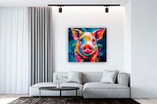 Laden Sie das Bild in den Galerie-Viewer, Edition Seidel Premium Wandbild Schweinchen Schwein Format 40x40 cm auf hochwertiger Leinwand Bild fertig gerahmt mit Keilrahmen 2cm, Kunstdruck Leinwandbild Wohnzimmer Büro
