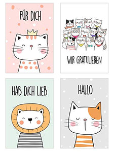 Edition Seidel Set 25 Postkarten niedliche Tiere mit Sprüchen - Karten mit Spruch - Postkarte Geburtstagskarten Katze Hund