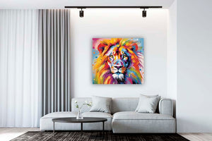 Edition Seidel Premium Wandbild Löwe auf hochwertiger Leinwand Bild fertig gerahmt Keilrahmen 2cm, Kunstdruck Wandbild Leinwandbild Wohnzimmer Büro