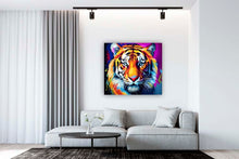 Laden Sie das Bild in den Galerie-Viewer, Premium Wandbild Tiger auf hochwertiger Leinwand Bild fertig gerahmt mit Keilrahmen 2cm, Kunstdruck Wandbild mit Rahmen kein Poster oder Plakat
