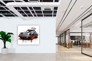 Edition Seidel Premium Wandbild Porsche schwarz auf hochwertiger Leinwand Bild fertig gerahmt Keilrahmen 2cm, Kunstdruck Wandbild Leinwandbild Wohnzimmer Büro (80x80 cm)