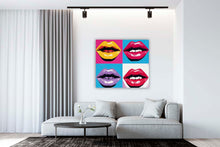 Laden Sie das Bild in den Galerie-Viewer, Edition Seidel Premium Wandbild only female lips auf hochwertiger Leinwand (60x60 cm) gerahmt. Leinwandbild Kunstdruck Pop Art Bild stylish Wohnung Büro Loft Lounge Bars Galerie Lobby
