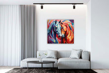 Laden Sie das Bild in den Galerie-Viewer, Edition Seidel Premium Wandbild Pferde FM auf hochwertiger Leinwand (100x100 cm) gerahmt. Leinwandbild Kunstdruck Pop Art Bild stylish Wohnung Büro Loft Lounge Bar Galerie Lobby
