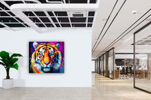 Laden Sie das Bild in den Galerie-Viewer, Premium Wandbild Tiger auf hochwertiger Leinwand Bild fertig gerahmt mit Keilrahmen 2cm, Kunstdruck Wandbild mit Rahmen kein Poster oder Plakat
