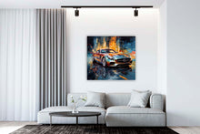 Laden Sie das Bild in den Galerie-Viewer, Edition Seidel Premium Wandbild Mercedes AMG metallic auf hochwertiger Leinwand (100x100 cm) gerahmt. Leinwandbild Kunstdruck Pop Art Bild stylish Wohnung Büro Loft Lounge Bars Galerie Lobby
