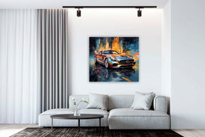 Edition Seidel Premium Wandbild Mercedes AMG metallic auf hochwertiger Leinwand (100x100 cm) gerahmt. Leinwandbild Kunstdruck Pop Art Bild stylish Wohnung Büro Loft Lounge Bars Galerie Lobby