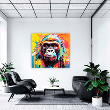 Laden Sie das Bild in den Galerie-Viewer, Edition Seidel Premium Wandbild Gorilla auf hochwertiger Leinwand Bild fertig gerahmt Keilrahmen 2cm, Kunstdruck Leinwandbild Wohnzimmer Büro (100x100 cm)
