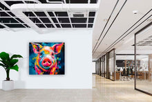 Laden Sie das Bild in den Galerie-Viewer, Edition Seidel Premium Wandbild Schweinchen Schwein Format 80x80 cm auf hochwertiger Leinwand Bild fertig gerahmt mit Keilrahmen 2cm, Kunstdruck Leinwandbild Wohnzimmer Büro
