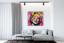 Laden Sie das Bild in den Galerie-Viewer, Edition Seidel Premium Wandbild Marilyn Monroe paint Style auf hochwertiger Leinwand (60x60 cm) gerahmt. Leinwandbild Kunstdruck Pop Art Bild stylish Wohnung Büro Loft Lounge Bar Galerie Lobby
