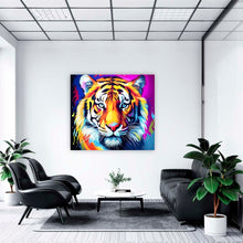 Laden Sie das Bild in den Galerie-Viewer, Premium Wandbild Tiger auf hochwertiger Leinwand Bild fertig gerahmt mit Keilrahmen 2cm, Kunstdruck Wandbild mit Rahmen kein Poster oder Plakat
