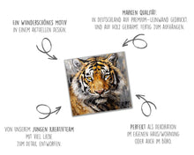 Laden Sie das Bild in den Galerie-Viewer, Edition Seidel Premium Wandbild Tiger Öl-Zeichnung auf hochwertiger Leinwand (60x60 cm) gerahmt. Leinwandbild Kunstdruck Bild stylish Wohnung Büro Loft Lounge Bar Galerie Lobby
