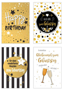 Edition Seidel Set 20 exklusive Premium Geburtstagskarten mit feiner Goldprägung und Umschlag. Glückwunschkarte Grusskarte Geburtstag Geburtstagskarte Mann Frau Karten Happy Birthday Billet Sprüche