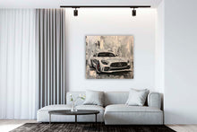 Laden Sie das Bild in den Galerie-Viewer, Edition Seidel Premium Wandbild Mercedes AMG silber auf hochwertiger Leinwand (80x80 cm) gerahmt. Leinwandbild Kunstdruck Pop Art Bild stylish Wohnung Büro Loft Lounge Bars Galerie Lobby
