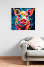 Laden Sie das Bild in den Galerie-Viewer, Edition Seidel Premium Wandbild Schweinchen Schwein Format 40x40 cm auf hochwertiger Leinwand Bild fertig gerahmt mit Keilrahmen 2cm, Kunstdruck Leinwandbild Wohnzimmer Büro
