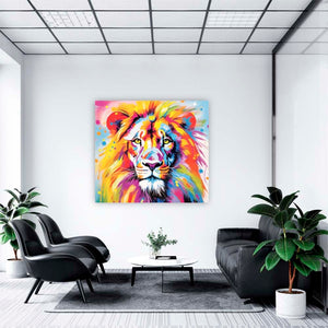 Edition Seidel Premium Wandbild Löwe auf hochwertiger Leinwand Bild fertig gerahmt Keilrahmen 2cm, Kunstdruck Wandbild Leinwandbild Wohnzimmer Büro