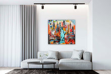 Laden Sie das Bild in den Galerie-Viewer, Edition Seidel Premium Wandbild Statue of Liberty Colorful auf hochwertiger Leinwand (40x40 cm) gerahmt. Leinwandbild Kunstdruck Pop Art Bild stylish Wohnung Büro Loft Lounge Bars Galerie Lobby
