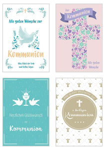 Edition Seidel Set 12 Premium Kommunionskarten mit Umschlag (Doppelkarten/Klappkarten mit Briefumschlag) Karte Postkarte Kommunion