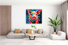 Laden Sie das Bild in den Galerie-Viewer, Edition Seidel Premium Wandbild Schweinchen Schwein Format 80x80 cm auf hochwertiger Leinwand Bild fertig gerahmt mit Keilrahmen 2cm, Kunstdruck Leinwandbild Wohnzimmer Büro
