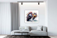 Laden Sie das Bild in den Galerie-Viewer, Edition Seidel Premium Wandbild Motorrad fahren Style auf hochwertiger Leinwand Bild fertig gerahmt Keilrahmen 2cm, Kunstdruck Wandbild Leinwandbild Wohnzimmer Büro (40x40 cm)
