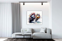 Laden Sie das Bild in den Galerie-Viewer, Edition Seidel Premium Wandbild Motorrad fahren Style auf hochwertiger Leinwand Bild fertig gerahmt Keilrahmen 2cm, Kunstdruck Wandbild Leinwandbild Wohnzimmer Büro (60x60 cm)
