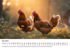 Edition Seidel Premium Kalender Hühner 2024 Format DIN A3 Wandkalender Tierkalender Hühnerkalender Haustiere Huhn Hahn Kücken Vögel