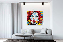 Laden Sie das Bild in den Galerie-Viewer, Edition Seidel Premium Wandbild Comic female auf hochwertiger Leinwand (100x100 cm) gerahmt. Leinwandbild Kunstdruck Pop Art Bild stylish Wohnung Büro Loft Lounge Bar Galerie Lobby
