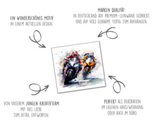 Laden Sie das Bild in den Galerie-Viewer, Edition Seidel Premium Wandbild Motorrad fahren Style auf hochwertiger Leinwand Bild fertig gerahmt Keilrahmen 2cm, Kunstdruck Wandbild Leinwandbild Wohnzimmer Büro (40x40 cm)
