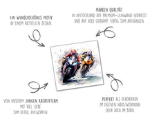 Laden Sie das Bild in den Galerie-Viewer, Edition Seidel Premium Wandbild Motorrad fahren Style auf hochwertiger Leinwand Bild fertig gerahmt Keilrahmen 2cm, Kunstdruck Wandbild Leinwandbild Wohnzimmer Büro (60x60 cm)
