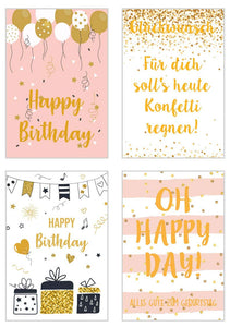 Edition Seidel Set 20 exklusive Premium Geburtstagskarten mit feiner Goldprägung und Umschlag. Glückwunschkarte Grusskarte Geburtstag Geburtstagskarte Mann Frau Karten Happy Birthday Billet Sprüche