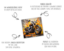 Laden Sie das Bild in den Galerie-Viewer, Edition Seidel Premium Wandbild Harley Davidson Style auf hochwertiger Leinwand (60x60 cm) gerahmt. Leinwandbild Kunstdruck Pop Art Bild stylish Wohnung Büro Loft Lounge Bar Galerie Lobby
