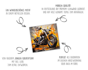 Edition Seidel Premium Wandbild Harley Davidson Style auf hochwertiger Leinwand (60x60 cm) gerahmt. Leinwandbild Kunstdruck Pop Art Bild stylish Wohnung Büro Loft Lounge Bar Galerie Lobby